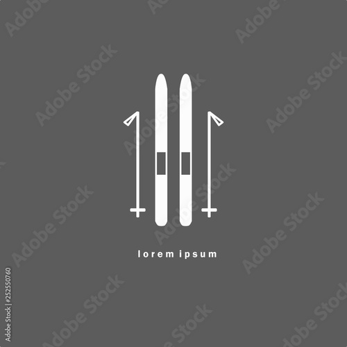 Monochrome skiing icon. Can be used as element of corporate identity  logo