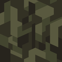 Fototapete Militärmuster Dunkelgrünes Isometrisches Camouflage Muster Urban  © Юрий Парменов
