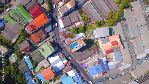 Drone fly down above the road junction and streets at Patong,Phuket island,Thailand,zoom shot