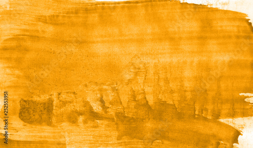 Abstract watercolor background hand-drawn on paper. Volumetric smoke elements. Yellow-Orange color. For design, web, card, text, decoration, surfaces.