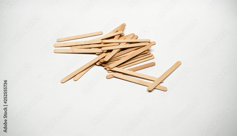 White birch wood popsicle sticks used in the shop as stirrers and applicators
