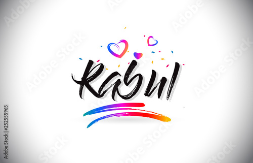 Kabul Welcome To Word Text with Love Hearts and Creative Handwritten Font Design Vector.