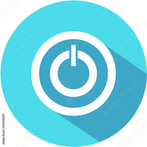 Blue Power on off flat icon, minimal flat design style. Shutdown icon vector