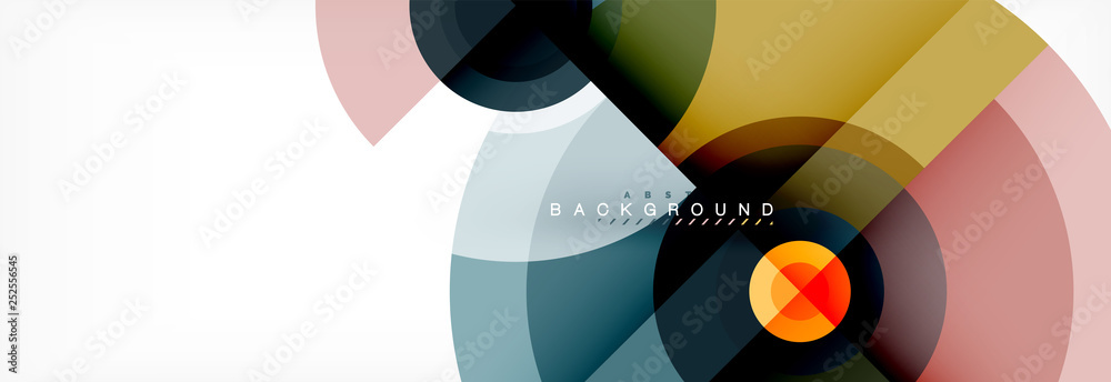 Fototapeta premium Minimal geometric circles and triangles abstract background, techno modern design, poster template