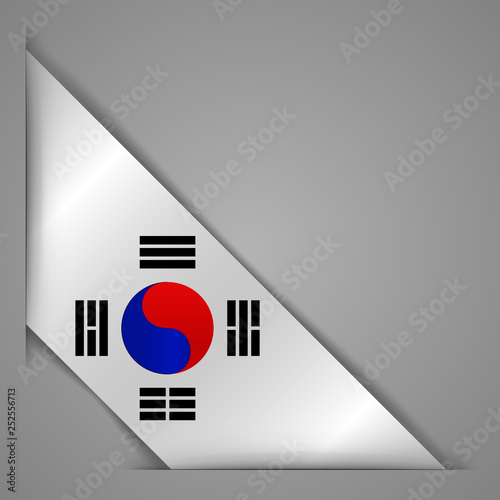 Flag of the Republic of Korea. Corner banner ribbon. Realistic. Vector illustration.