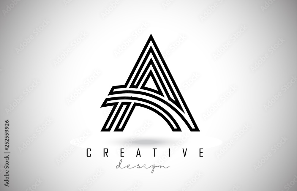 A Letter Logo Monogram Vector Design. Creative A Letter Icon with Black Lines A Letter Logo Monogram Vector Design. Creative A Letter Icon with Black Lines