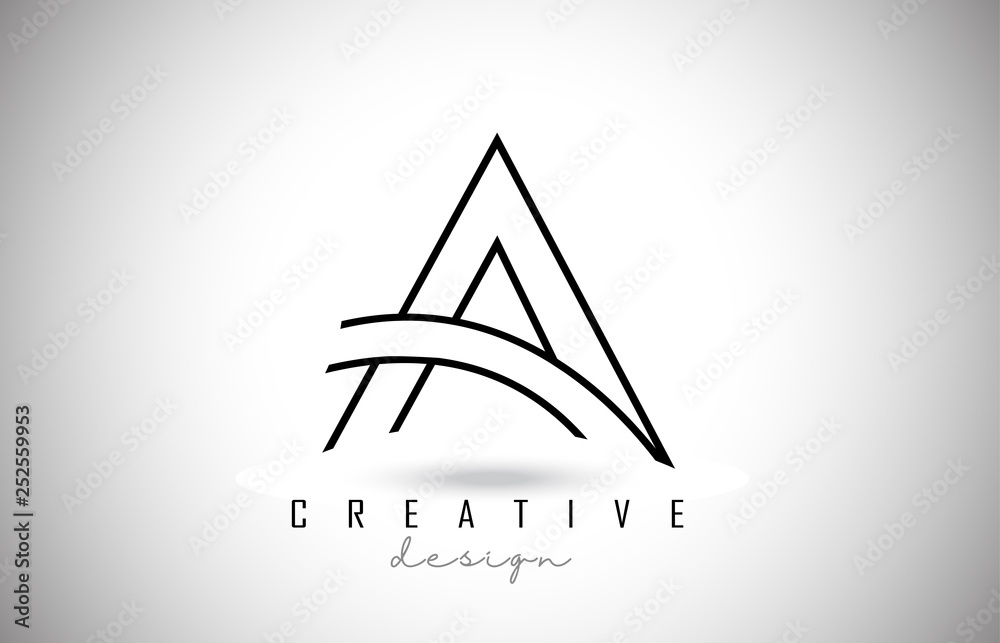 A Letter Logo Monogram Vector Design. Creative A Letter Icon with Black Lines A Letter Logo Monogram Vector Design. Creative A Letter Icon with Black Lines