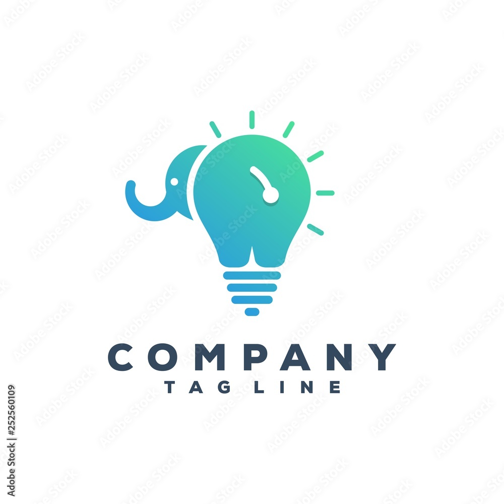 elephant & bulb logo design