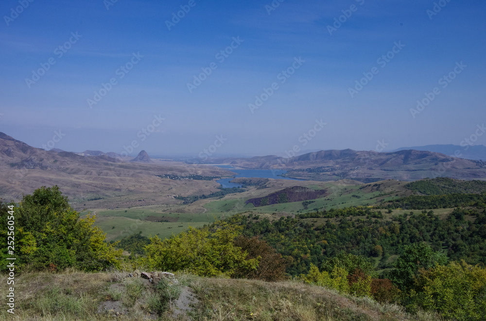View to Joghaz water reservoir at the border between Armenia and Azerbaijan