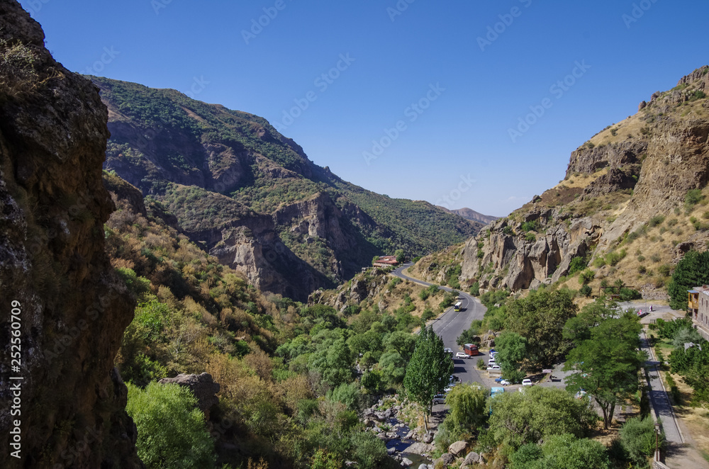 Road in canyon to the medieval Geghard monastery complex, Armenia