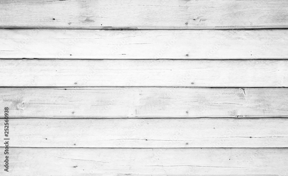 Naklejka premium White wood floor texture pattern plank surface pastel painted wall background.