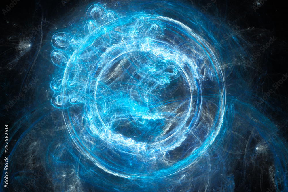 Blue glowing plasma flame portal