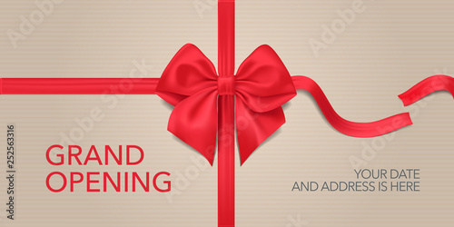 Grand opening vector illustration, background. Design element with red ribbon