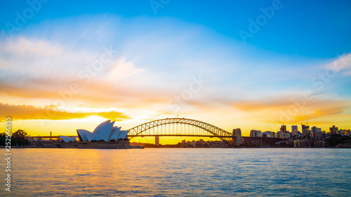 Sydney bridge at sunset