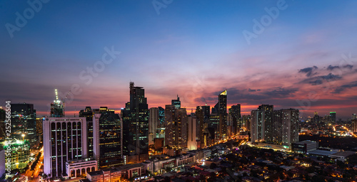 Nightscape of Skyscrapers of Makati, Manila