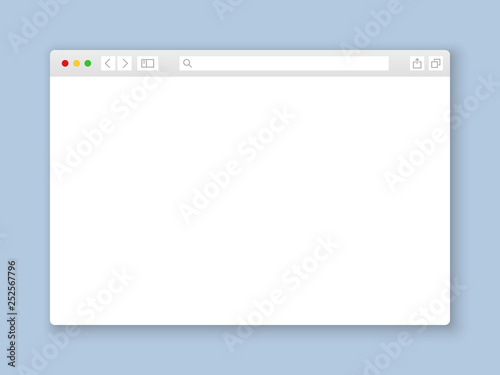 Browser window. Web interface mock screen internet document mockup website flat blank frame tab page elements