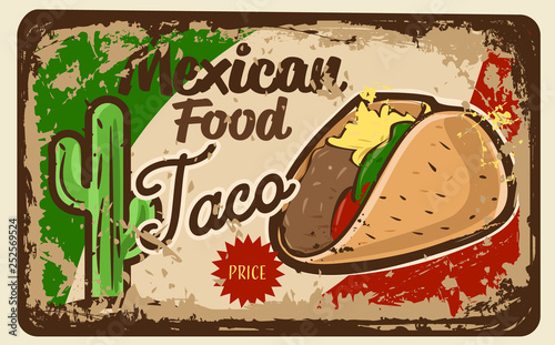 taco mexican vintage label