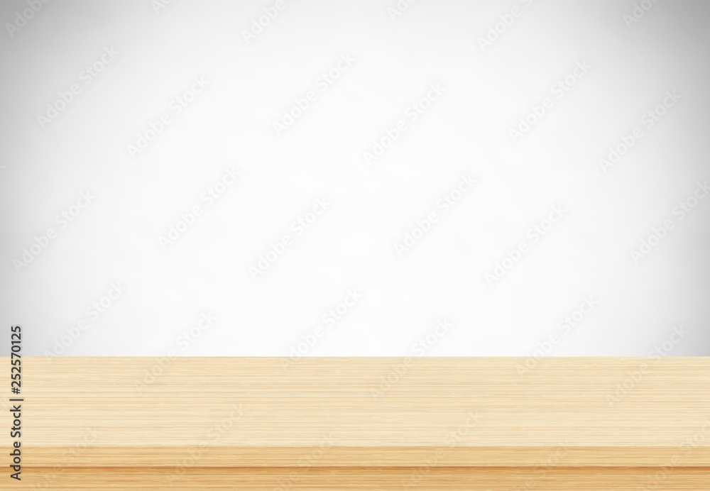 Empty wood table top on gray background, Template mock up for display of product Empty wood table top on gray background, Template mock up for display of product