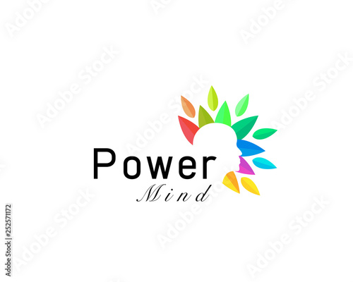 Power mind head human bloom nature logo design inspiration