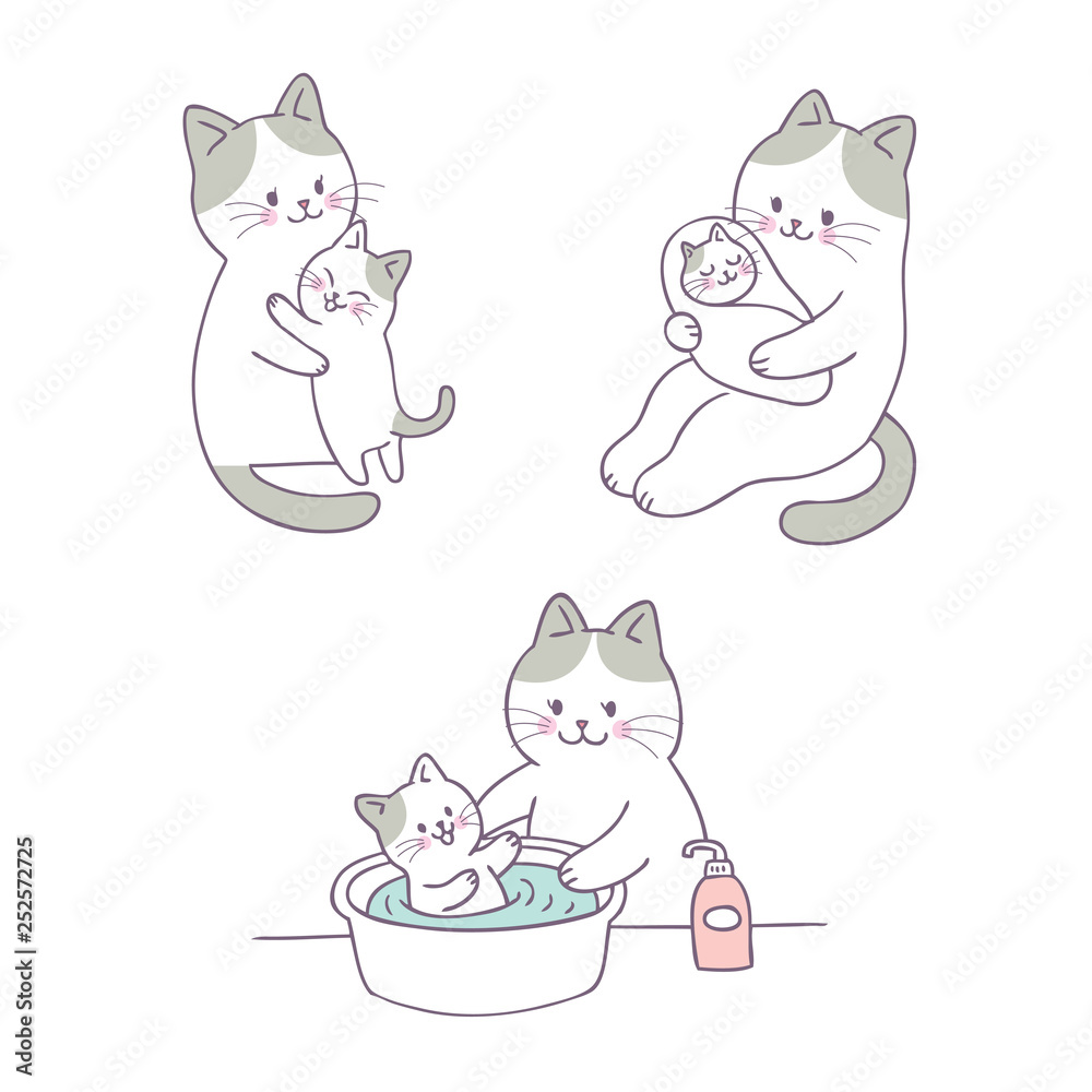 Cartoon cute mom and baby vector. Cartoon cute mom and baby vector.