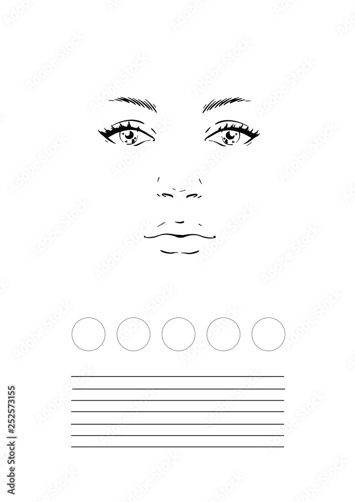Face chart Makeup Artist Blank. Template. Vector illustration. Face chart Makeup Artist Blank. Template. Vector illustration.