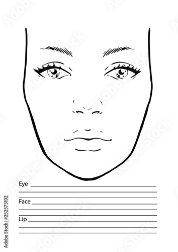 Face chart Makeup Artist Blank. Template. Vector illustration.