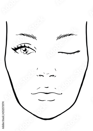 Face chart Makeup Artist Blank. Template. Vector illustration.