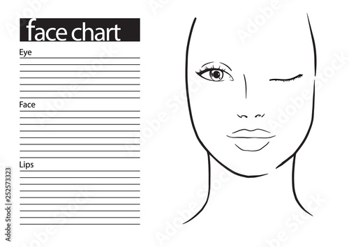 Face chart Makeup Artist Blank. Template. Vector illustration.