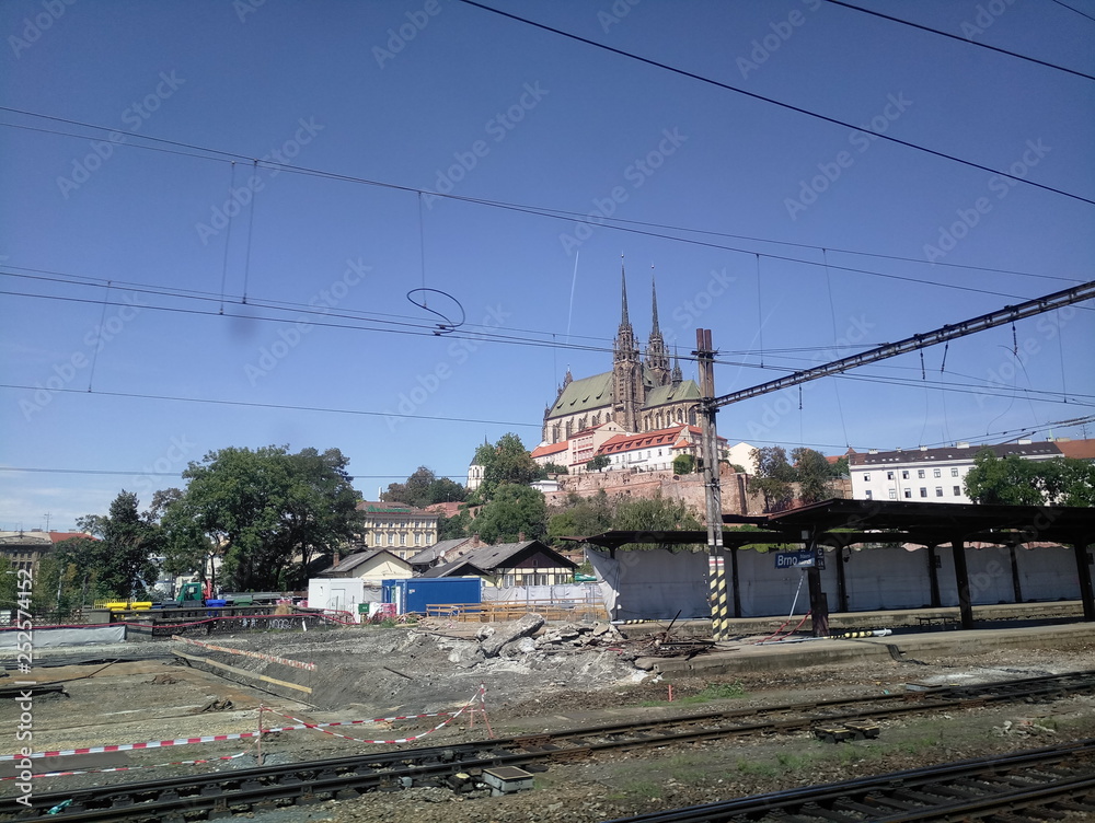 view from the train window while driving