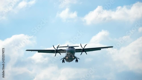 Turboprop aircraft approaching photo