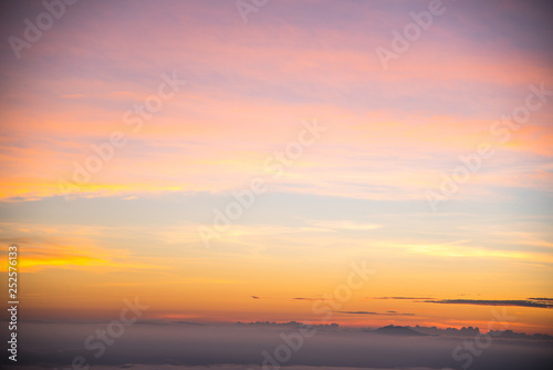 Sky gradient from blue to orange sunset