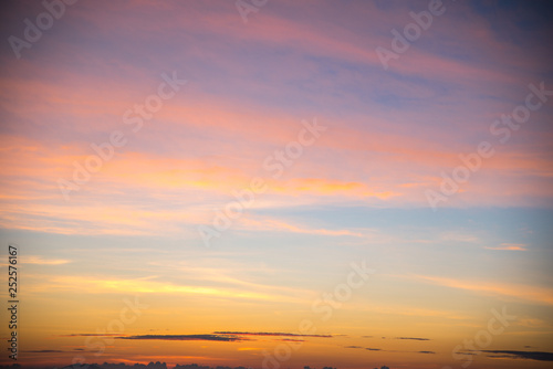 Sky gradient from blue to orange sunset