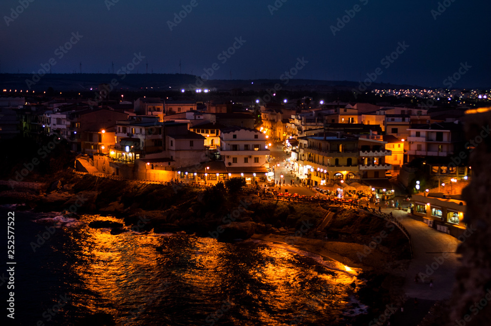 The village of Le Castella by night, Calabria, Italy The village of Le Castella by night, Calabria, Italy