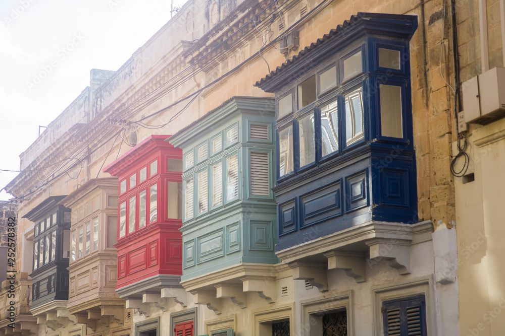 Fototapeta premium Facade with traditional colorful in Mdina, Malta