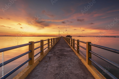 Photo Panorama sunset of wonderful bintan Indonesia