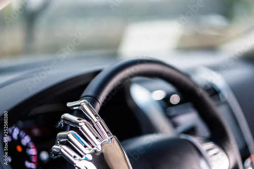 robot hand with car