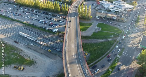 aerial shoot of road brodge netherlands photo