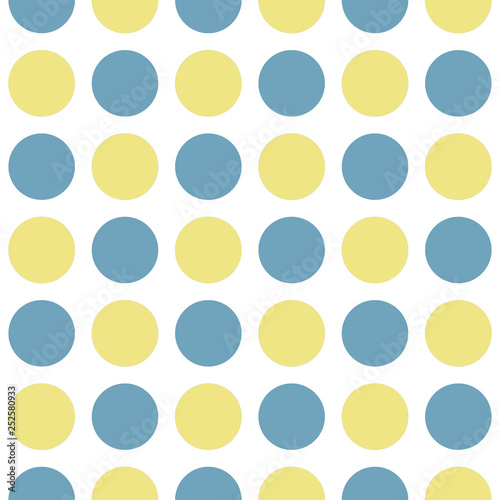 Seamless pattern, wallpaper, texture or bckground with coloured dots ind yellow, green, petrol, blue, white and black