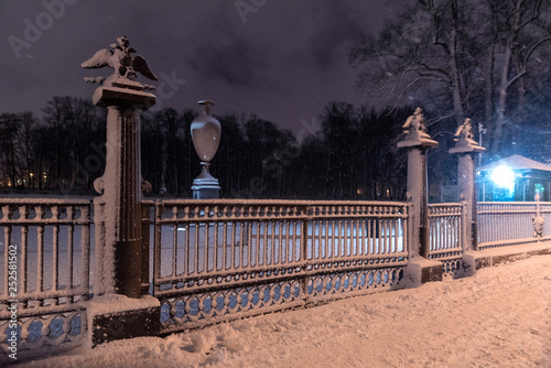 Winter city in the snow