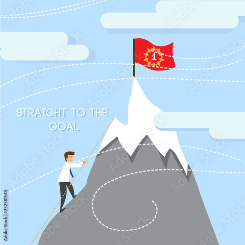Silhouette of business man team climbing mountain