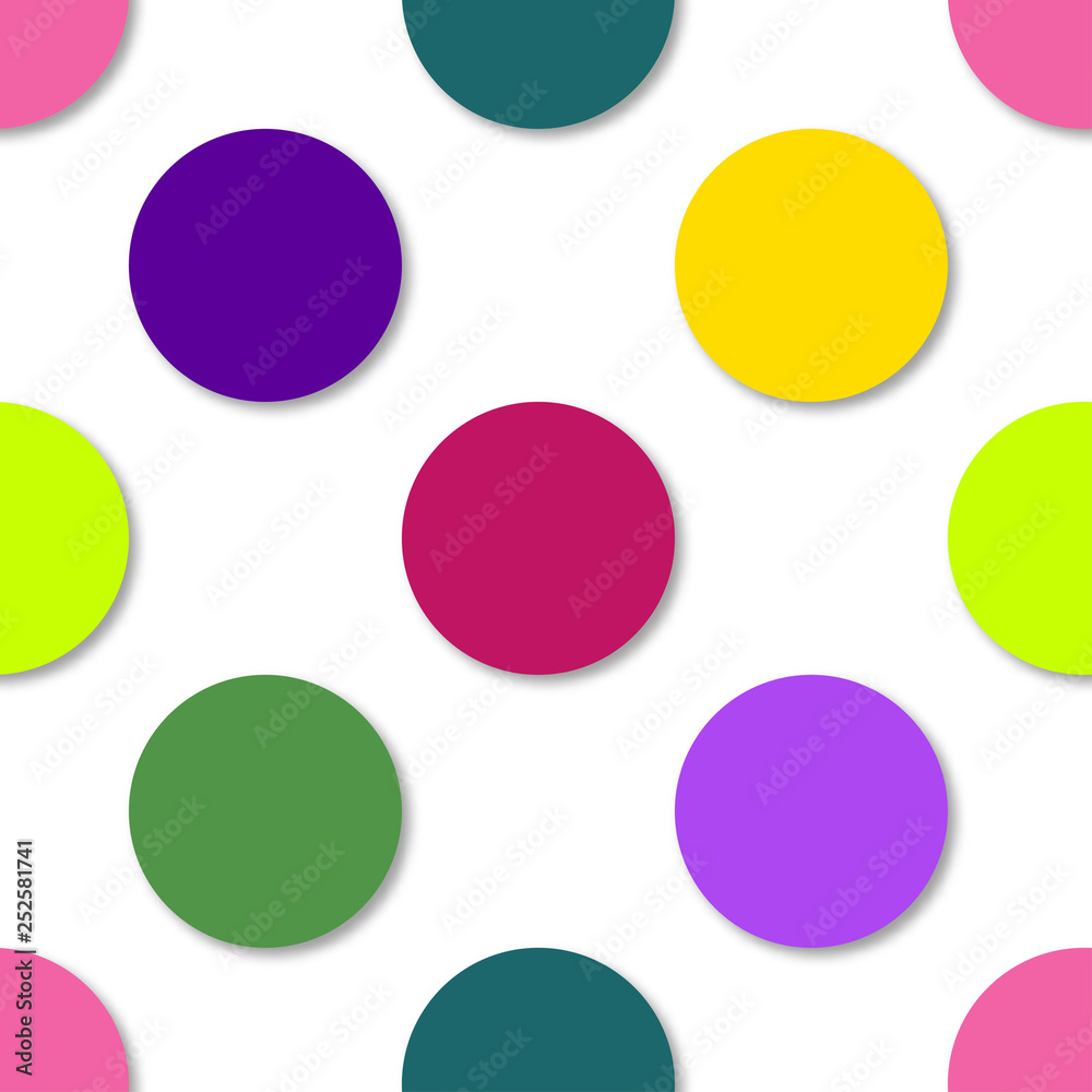 Polka dots seamless pattern. 3d vector background. Retro style print.