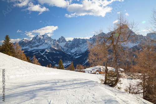 Monte Elmo, Dolomites, Italy - Mountain skiing and snowboarding. Sexten (Sesto), Trentino-Alto Adige, Puster Valley (Alta Pusteria), South Tyrol. © Irina Sen