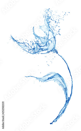 flower shape blue water splash isolated on white background