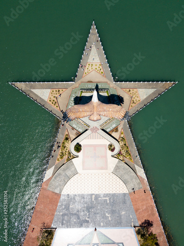 Aerial view of Eagle statue Dataran Helang, Kuah town, Langkawi, Malaysia. photo