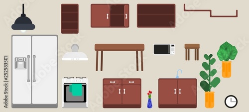 selection of kitchen furniture interior details