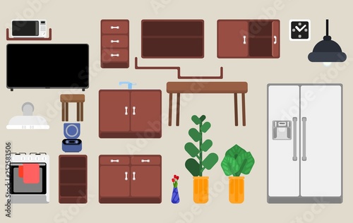 selection of kitchen furniture interior details