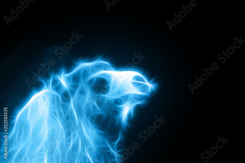 Fractal image of a blue camel on a contrasting blue background