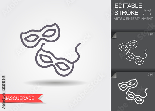 Carnival mask. Line icon with shadow and editable stroke