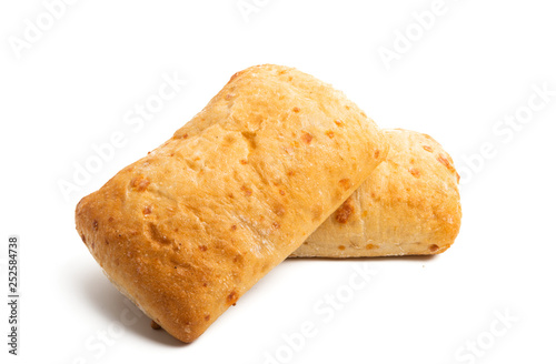 ciabatta with cheese isolated