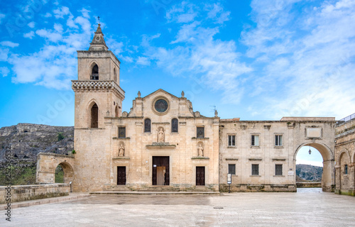 Matera, Basilicata, Puglia, Italy - Saint Peter Church (Chiesa di San Pietro Caveoso) . Matera is European Capital of Culture for 2019, UNESCO World Heritage Site